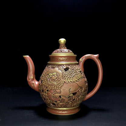 Chinese Yixing Zisha Clay Handmade Exquisite Teapot（事事如意 底款：康熙御制）