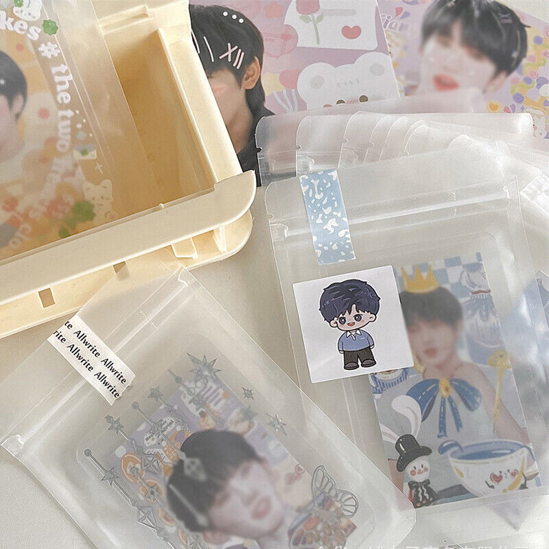 10PCS Transparent Zip Lock Plastic Kpop Card Package Bags with Zipper Self Seal