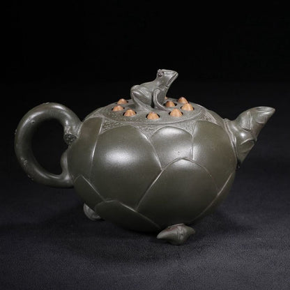 Vintage Chinese Yixing Purple Clay Teapot Zisha Ceremony Fine Frog Lotus Teaware
