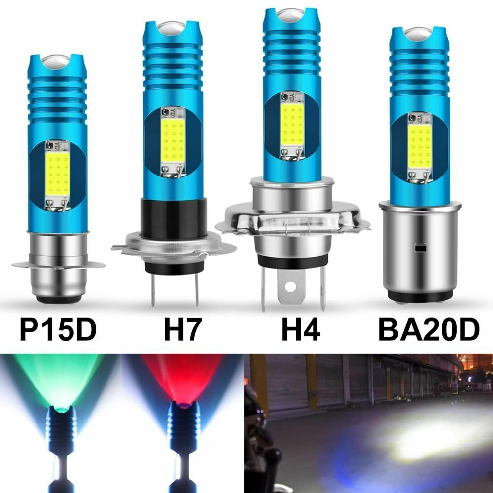 Motorcycle Headlight LED H4 H7 1pcs Changeable P15D H6 BA20D Wireless Head Lamp