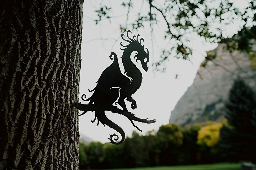 Dragon Decoration | Fairy Garden Art | Backyard Art | Tree Art | Silhouette Art