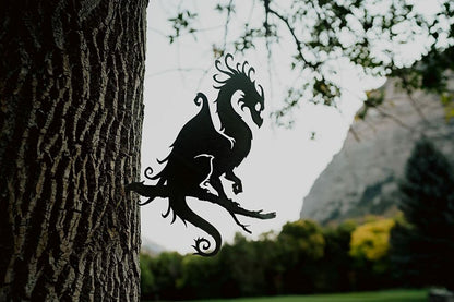 Dragon Decoration | Fairy Garden Art | Backyard Art | Tree Art | Silhouette Art