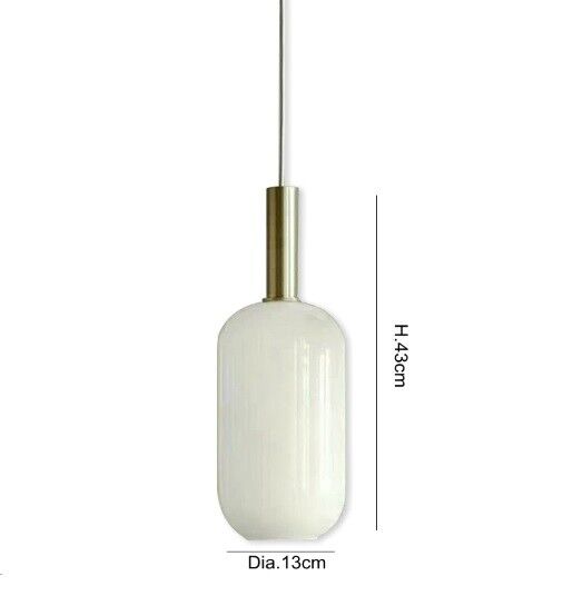 Pendant Lamp Glass White Gold Modern Design Simple Art Restaurant Bedroom Lights