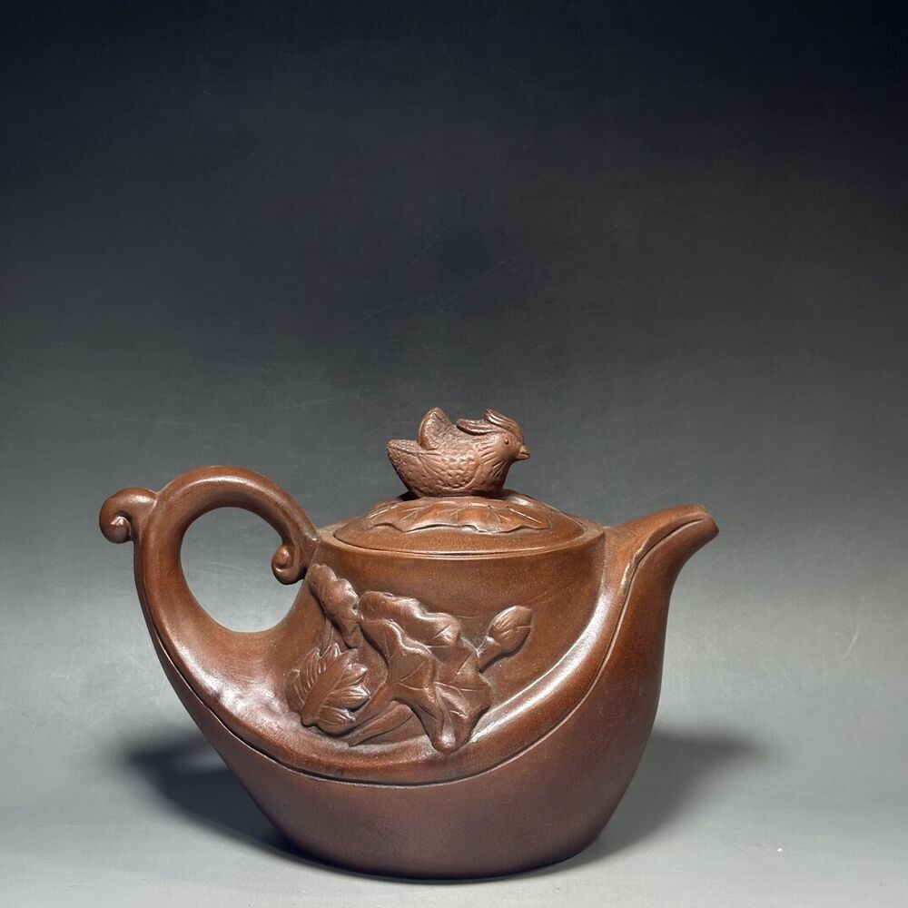 vintage chinese yixing purple clay teapot zisha ceremony carving Collectible art