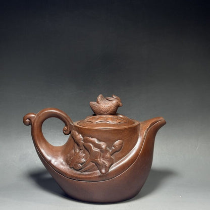 vintage chinese yixing purple clay teapot zisha ceremony carving Collectible art