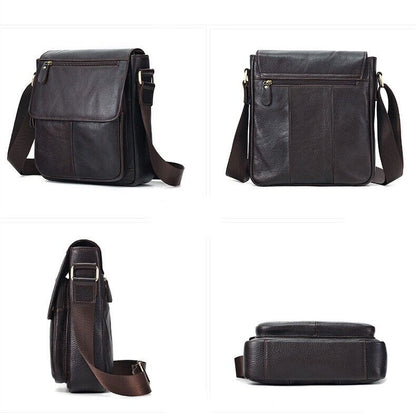 Real Cowhide Leather Bag, Dark brown Men's Sling Shoulder Bags