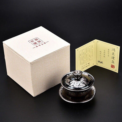 Chinese Jianzhan Tea Pot Of Popular Tenmoku Tea Bowl Gaiwan Oil Droplets Tea Cup