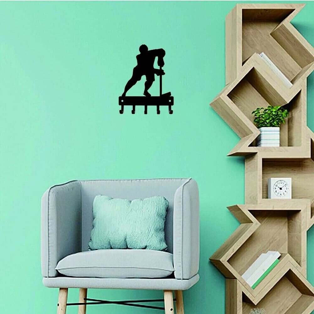 Hockey Defense Sport Key Hooks Holder Wall Mounted Hook Up Wall Art Home Decor
