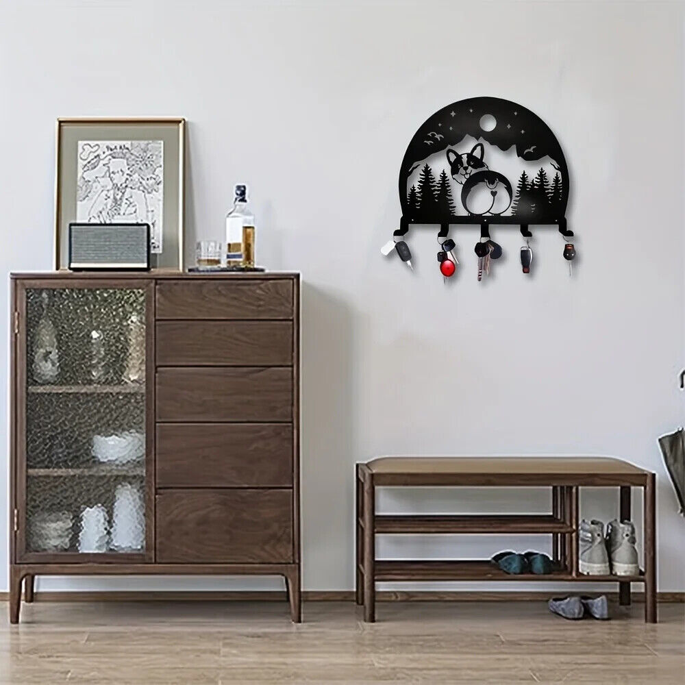 Metal Corgi Wall Rack Hook, Wall Mounted Hook, Household Wall Shelf With 5 Hooks