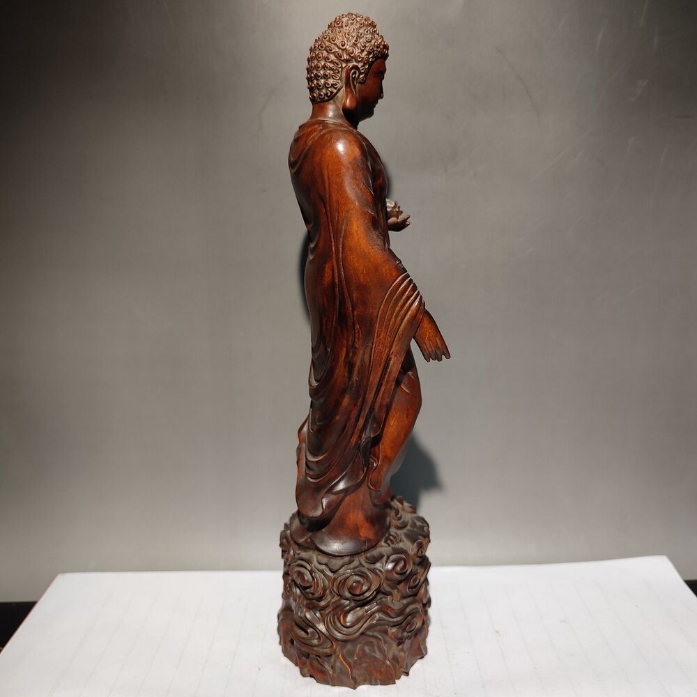 buddha Shakyamuni Amitabha Tathagata statue wooden carvings Wood home decor rare