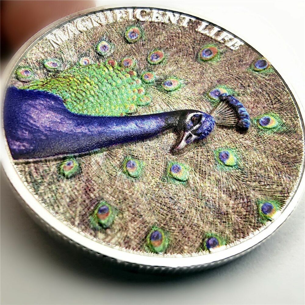 Commemorative Coin Cook Island Magnificent Life Peacock Collectible Metal 40x3mm