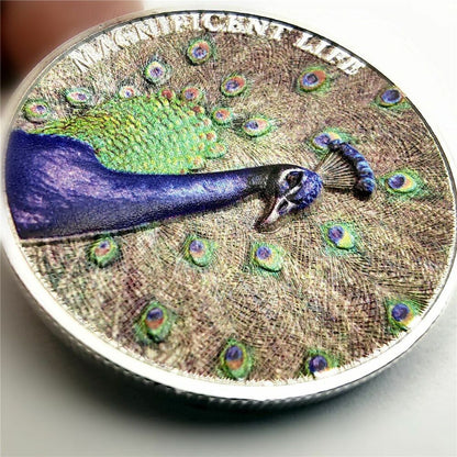 Commemorative Coin Cook Island Magnificent Life Peacock Collectible Metal 40x3mm