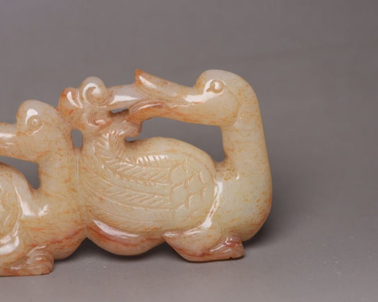 Chinese Natural Hetian Jade Carving Goose Statue Nice Figurines Decoration Art