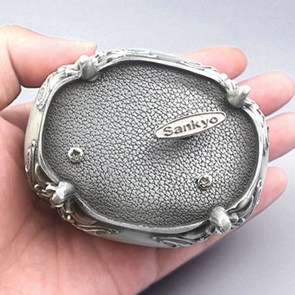 Music Box Emboss Alloy Metal Wind Up Sankyo Movements Hand Cranked Musical Boxes