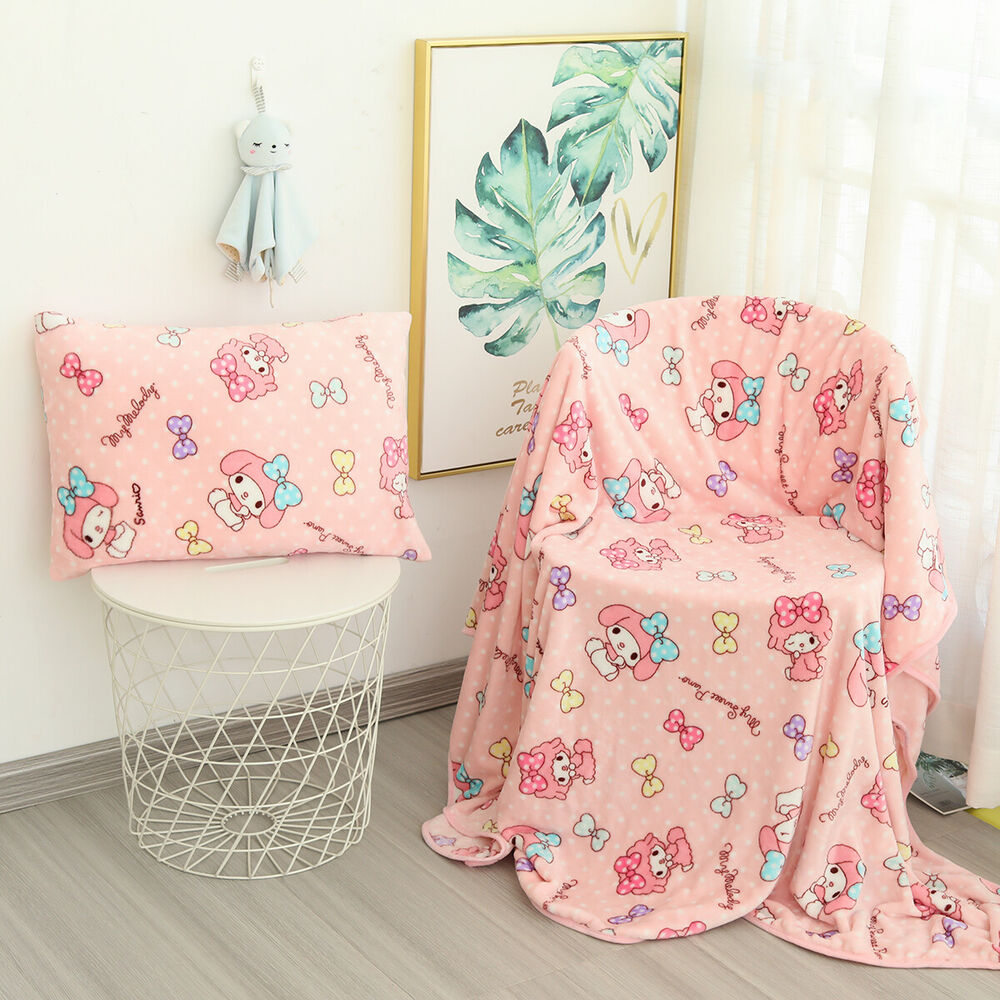 Melody Plush Blanket Cinnamoroll Kuromi Carpet Sofa Mat Nap Quilt Decoration