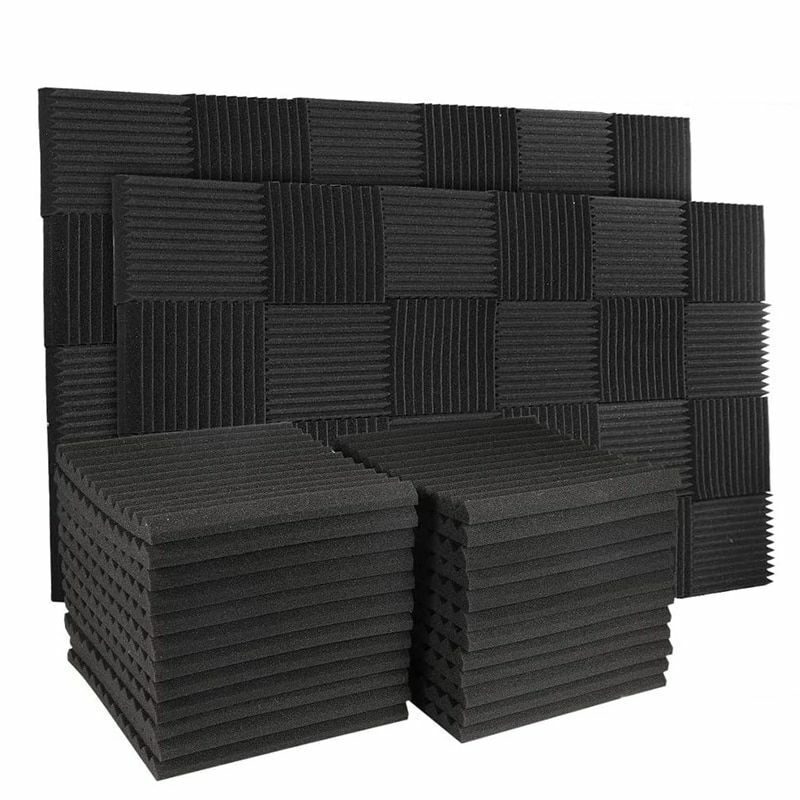 Wall Panel 50Pcs 12 Slot Fire-Retardant Soundproof Cotton Sound-Absorbing Black