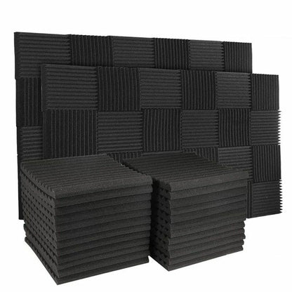 Wall Panel 50Pcs 12 Slot Fire-Retardant Soundproof Cotton Sound-Absorbing Black