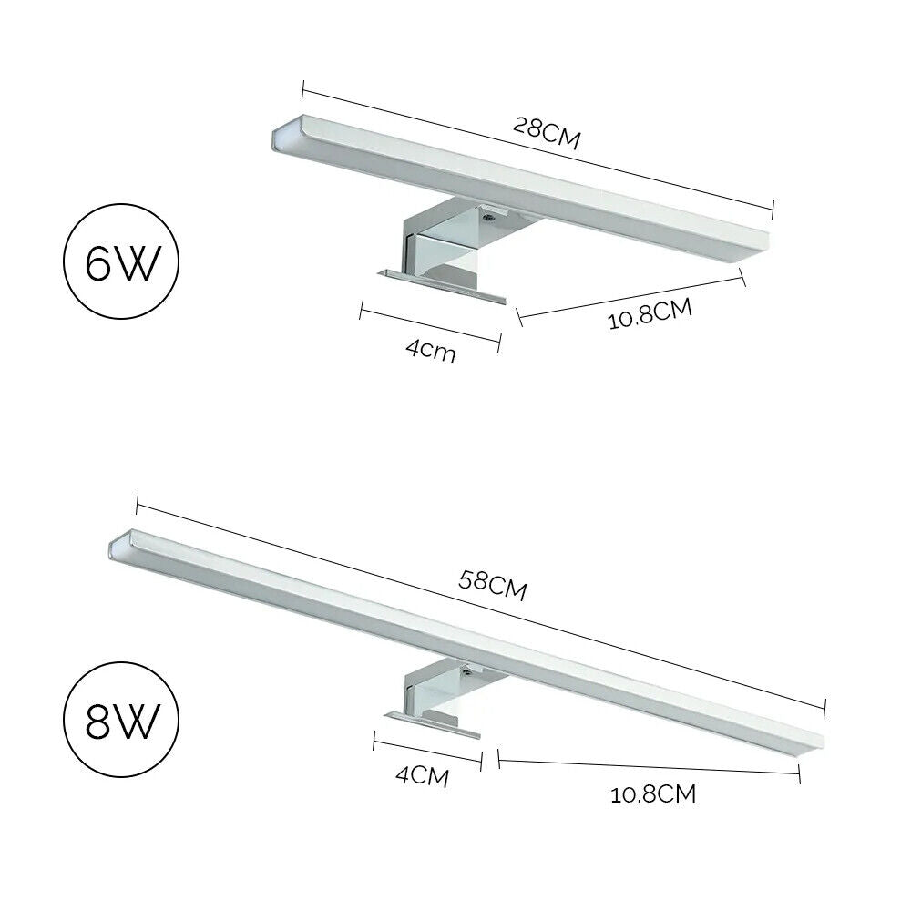 Wall Light 6-8W LED Bathroom Makeup Vanity Mirror Cabinet Lamp 6000K 58x10.8x4cm
