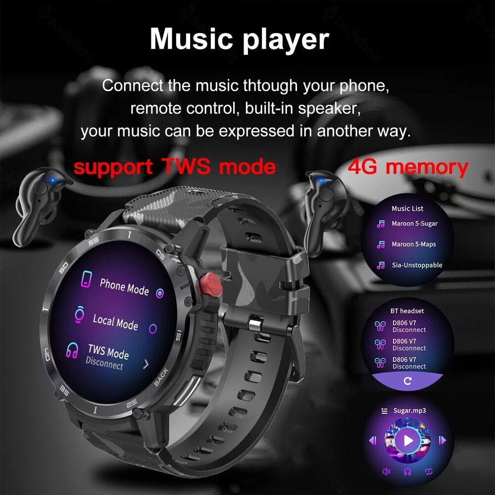 Bluetooth Smart Watch Heart Rate Blood Pressure Fitness Tracker for iOS Android