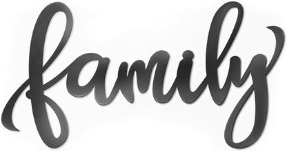 18"X9" Black Family Sign Heavy Iron Happy Family Wall Art Family Wall Decor