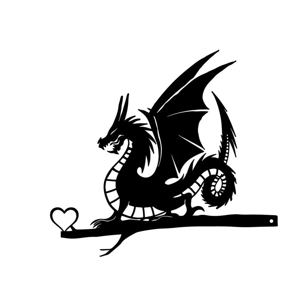 Dragon On Branch Steel Silhouette Metal Wall Art Home Garden Yard