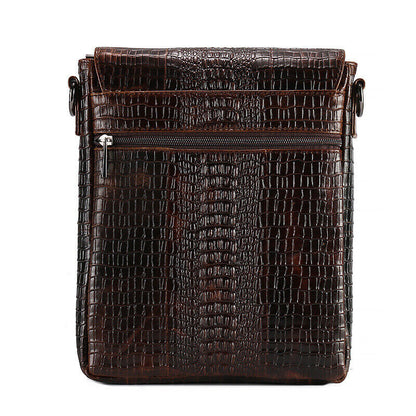 100% Genuine Leather Men's Shoulder Bag Crocodile Crossbody Bag 8" Messenger Bag