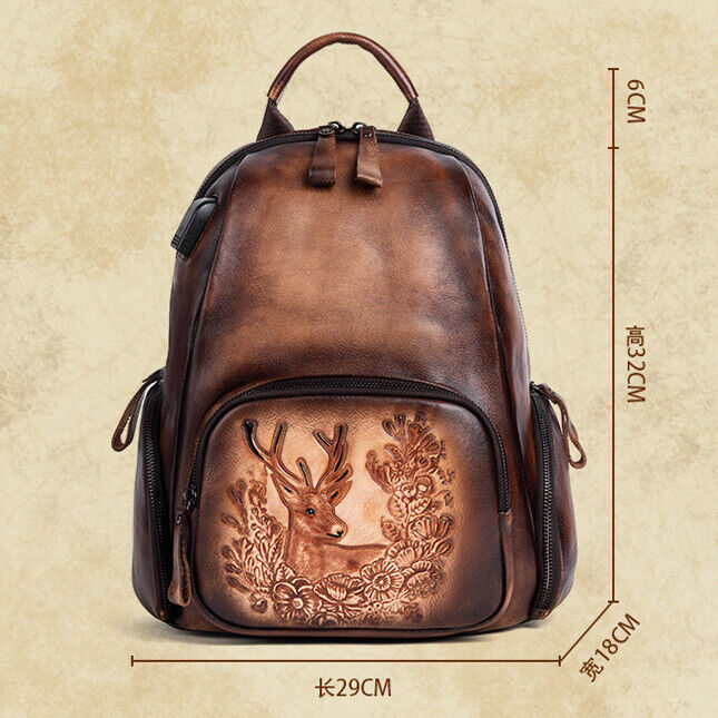 New Designer Women's Backpack, Top Real Leather Retro Travel Backpack School Bag