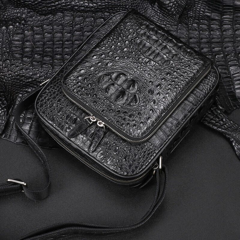 Handcrafted 100% Crocodile Skin Leather Shoulder bag Men's Multifunction handbag