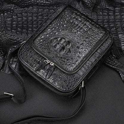 Handcrafted 100% Crocodile Skin Leather Shoulder bag Men's Multifunction handbag