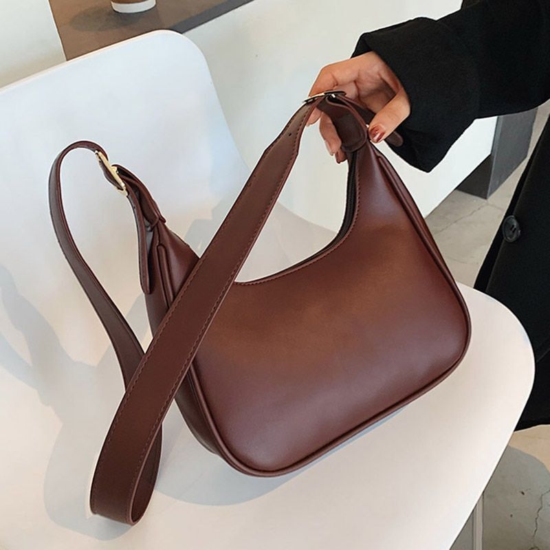 Shoulder Bag Women Casual Crossbody Leather Solid Color Handbag Black Brown 1 PC