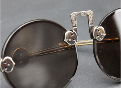 Old Chinese Round mirror handmade work Sunglasses statue