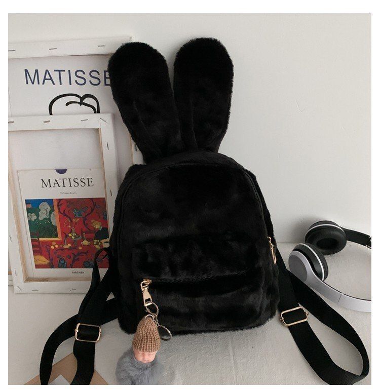 Embroidery Plush Bunny Backpack Rabbit Traveling Shoulder Bags Plush 20*25*10 CM