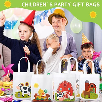 Deekin 24 Pcs Farm Animal Bags Barnyard Gift Treat Goody Bag Non Woven Farm...