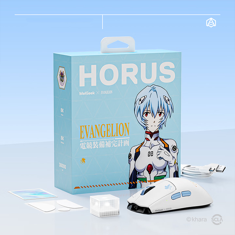 MelGeek × EVANGELION HORUS Wireless Gaming Mouse — PAW3950 30K Dual 8K 300 mAh