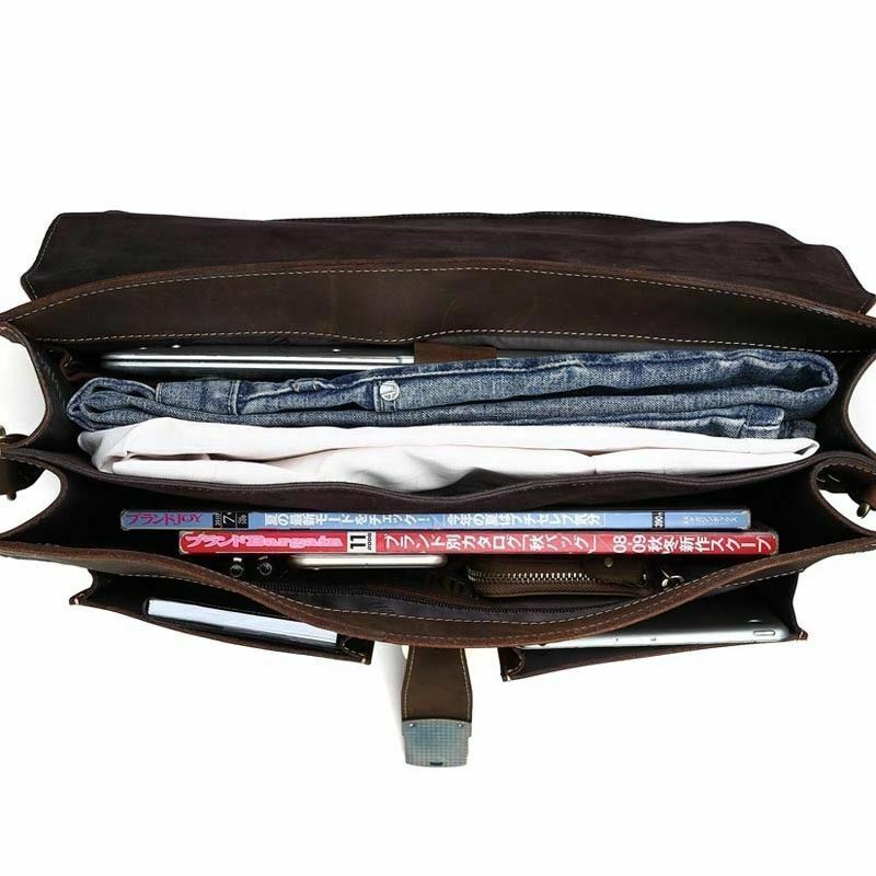 Vintage Men Leather Briefcase 15.6" Laptop Tote Business Messenger Bag Handbag