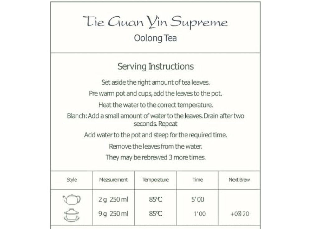 Highest Grade - Oolong Tea Made in Old Ways Most Have Forgot - Tieguanyin 50g