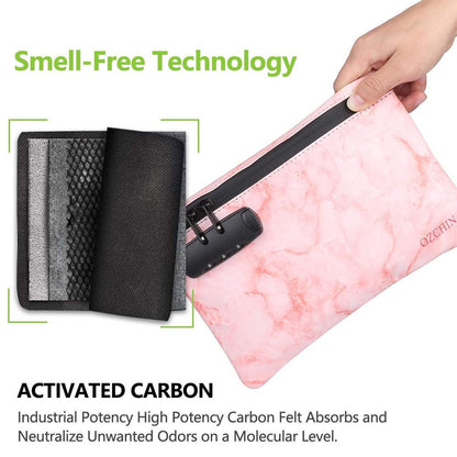 Smell Proof Bag with Combination Lock Certificates 10 x 7 inches, Pink