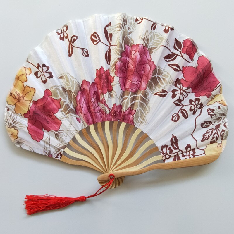 1-Piece Elegant Ladies Silk Flower Hand Folding Fan Japanese Style Wedding Party Props -