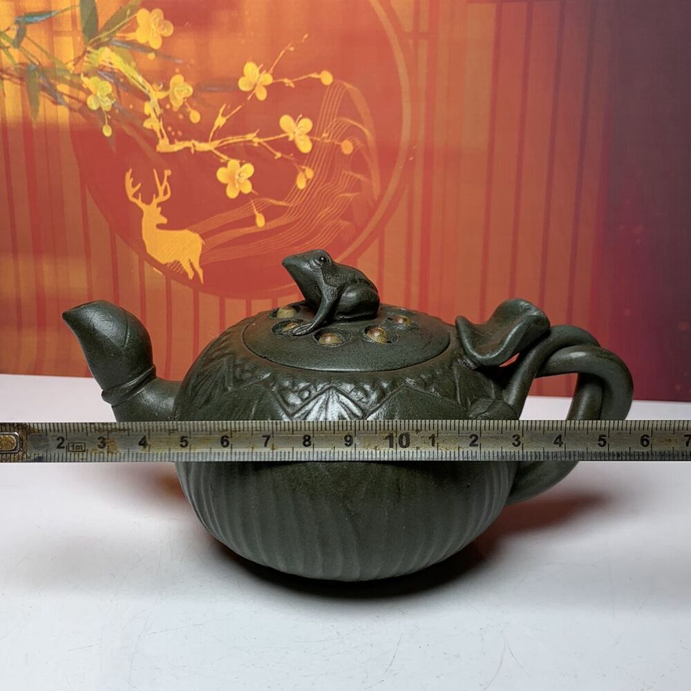 Vintage Chinese Yixing Purple Clay Teapot Zisha Ceramic Frog Lotus Teaware