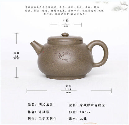 180cc chinese Yixing Handmade Zisha teapot Duan clay LongDan Gongfu Tea Pot