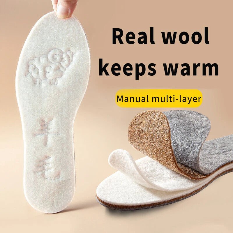 Winter Warm Insoles Wool Thickened Soft Men Women Breathable Shoes Pads EU 35-44