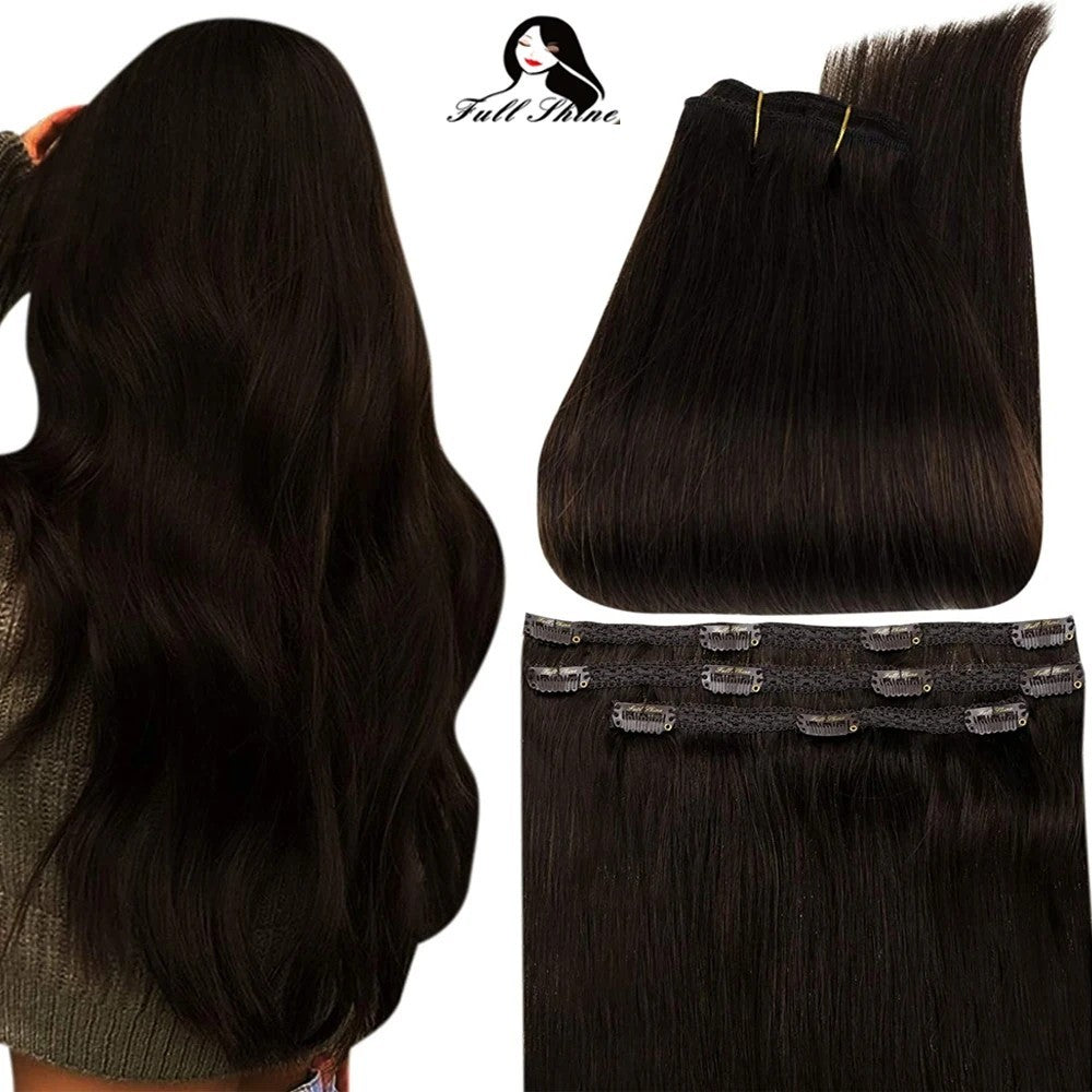 Full Shine 50 Grams 100% Real Clip Remy Human Hair Extensions Full Head Thick