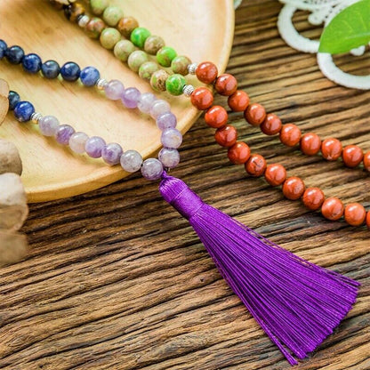 7 Chakra Necklace 8mm Natural Stones Meditation Yoga Peace Spirit Beaded Jewelry