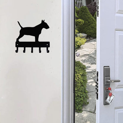 Bull Terrier Dog - Key Hooks & Keychain Holder-6 inch/9 inch Wide Metal Wall Art