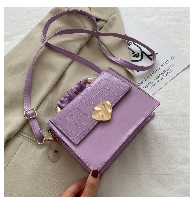 Solid Flap PU Leather Shoulder Bags Stone Pattern Crossbody Bags Female Fashion