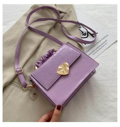 Solid Flap PU Leather Shoulder Bags Stone Pattern Crossbody Bags Female Fashion