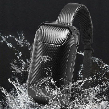 Men Upgrade Shoulder Sling Bags Carbon Fiber Crossbody Bag Waterproof&Anti-theft