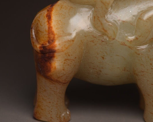 Collection Chinese Natural Hetian Jade Carving Exquisite Elephant Monkey Statue