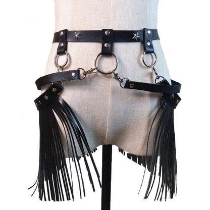Women Belt Tassel Boho Fringe Wide Girl Personality Leather Bondage Waist Straps