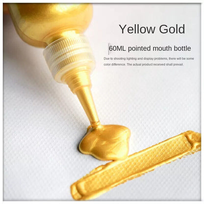 Acrylic Paint 60ml Gold Metallic Color DIY Waterproof Statuary Coloring Pigments